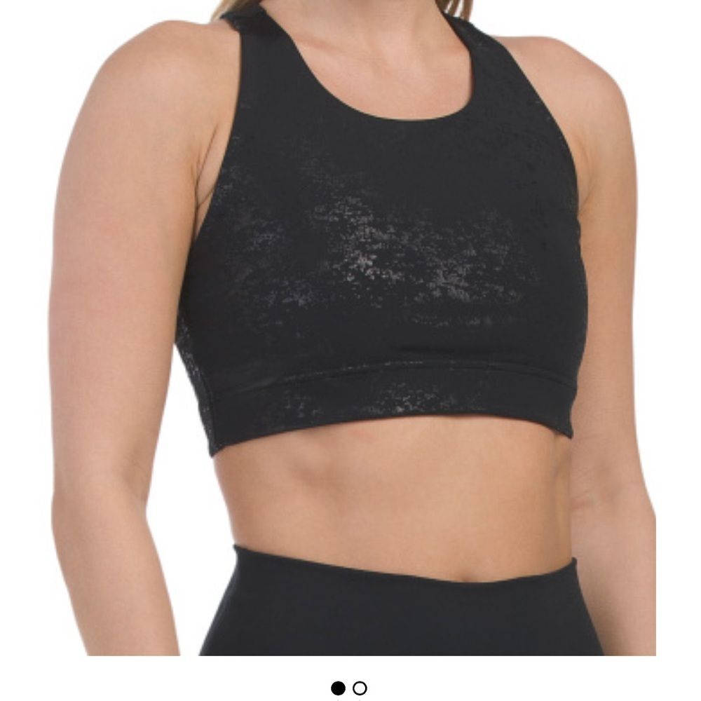 Terez Foil Haze Uplift Black Tonal Racerback Sports Bra in S M L New In Bag